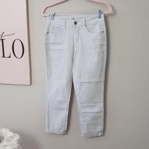 EUC Royalty For Me white & grey houndstooth print ankle high rise jeans, 2 - Picture 4 of 8